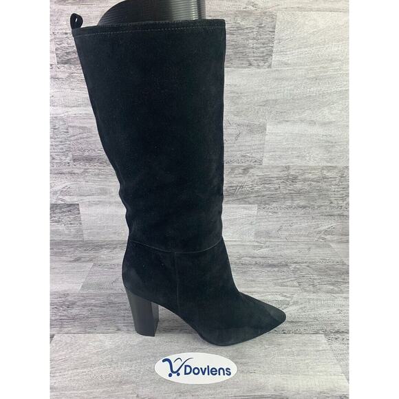 T&B Womens Black Suede Pointed Knee-High Boots Size 10M - Picture 6 of 8